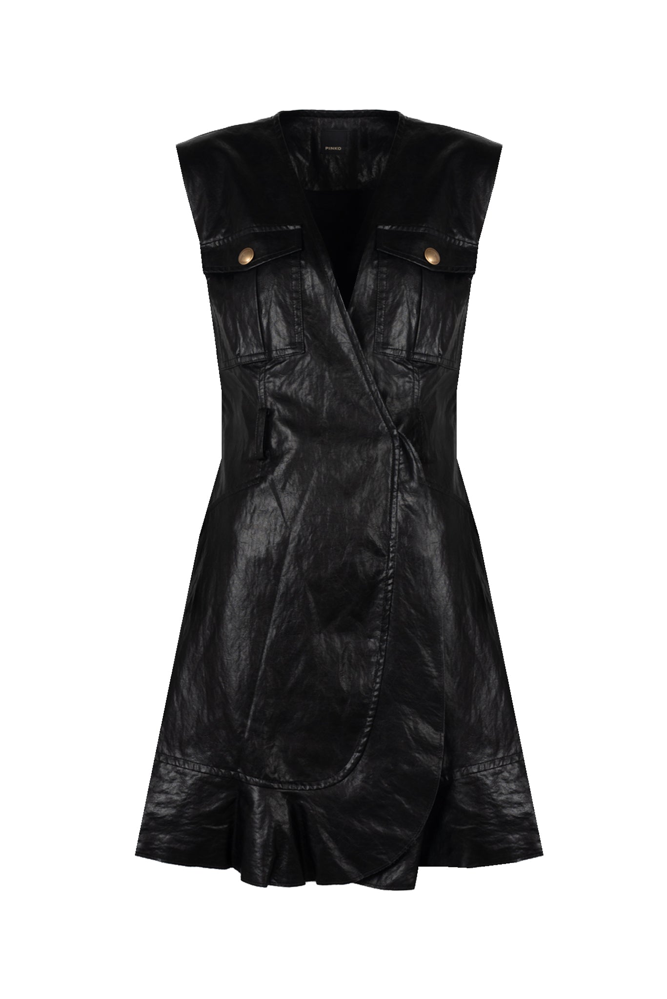 pinko leather dress Pinko short dress in brown coated fabric